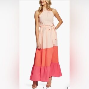 CeCe Pink and Coral Maxi Dress